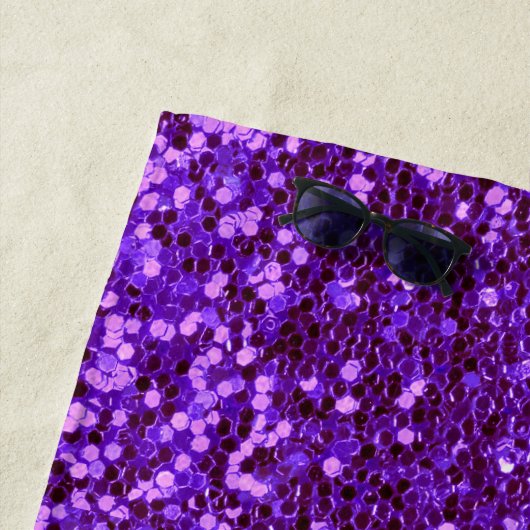 Serviette De Plage Fille Violet Parties scintillant Bling Glam modern (En situation)