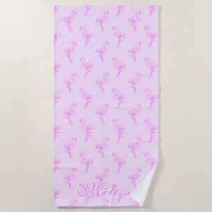 Serviette De Plage Fille Voyage d'été Pink Famingo
