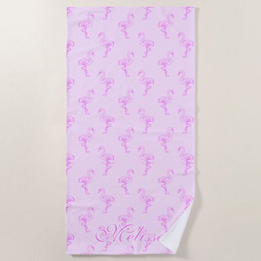 Serviette De Plage Fille Voyage d'été Pink Famingo (Devant)