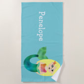 Serviette De Plage Filles blondes personnalisées de rose de sirène (Devant)