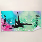 Serviette De Plage Filles Danse Aquarelle avec Coeurs flottants (Devant)