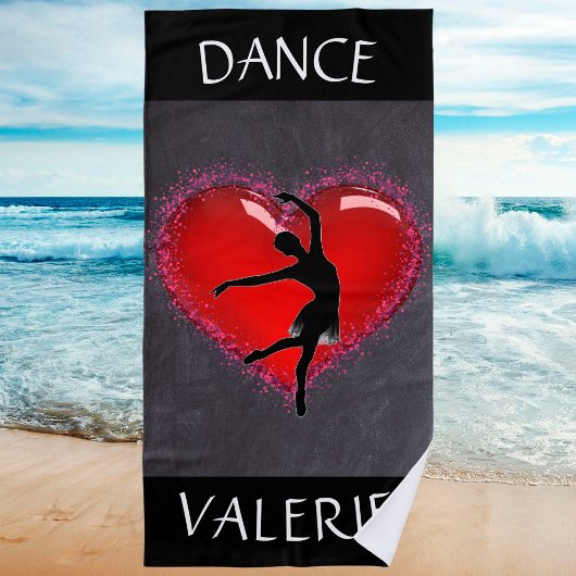 Serviette De Plage Filles Danse Chalkboard Coeur avec/ Nom personnali
