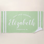 Serviette De Plage Filles de la fin de semaine vert menthe Monogramme (Devant)