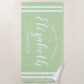 Serviette De Plage Filles de la fin de semaine vert menthe Monogramme (Devant)