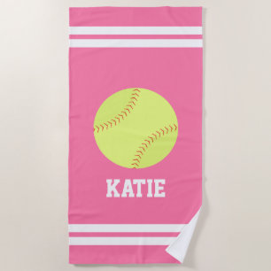 Serviette De Plage Filles de softball personnalisées