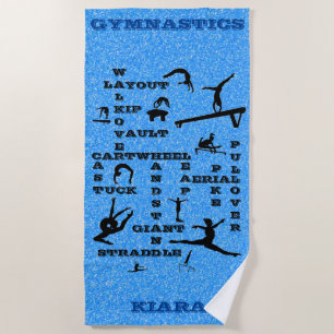 Serviette De Plage Filles Gymnastique Compétences Crosswords Beach To