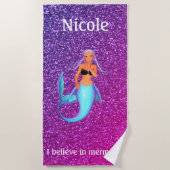 Serviette De Plage Filles "Je crois aux sirènes" Personnalisées (Devant)