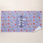Serviette De Plage Filles mignonnes Violet Sports Monogrammes Enfants (Devant)