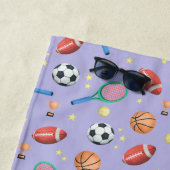 Serviette De Plage Filles mignonnes Violet Sports Monogrammes Enfants (En situation)
