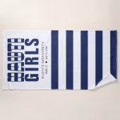 Serviette De Plage Filles Nautiques Rayées Fête de Bachelorette Nauti (Devant)