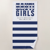 Serviette De Plage Filles Nautiques Rayées Fête de Bachelorette Nauti (Devant)