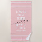 Serviette De Plage Filles Personnalisées Plages Voyage Booze Besties  (Devant)