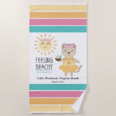 Serviette De Plage Filles personnalisées Week-end Feachy (Devant)