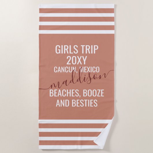 Serviette De Plage Filles Trip Besties Getaway Funny Couleur tendance (Devant)