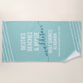 Serviette De Plage Filles Trip Besties Plages Booze Texte modifiable (Devant)