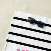 Serviette De Plage Filles Voyage Ancre nautique rose et noir (En situation)