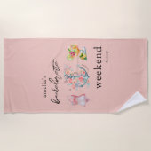 Serviette De Plage Fin de semaine de bachelorette aquarelle (Devant)