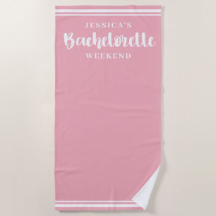 Serviette De Plage Fin de semaine minimaliste moderne rose Bacheloret