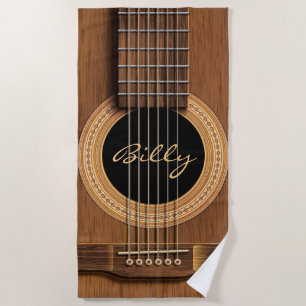 Serviette De Plage Fin en bois naturelle de guitare acoustique