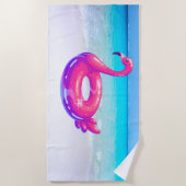 Serviette de plage Flamant Rose (Devant)