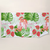 Serviette De Plage Flamant rose (Devant)