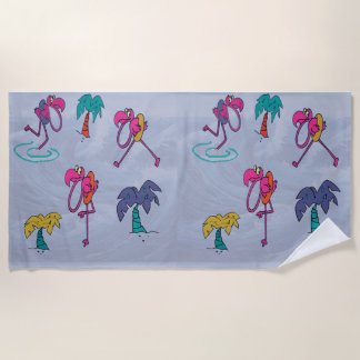 Serviette de plage flamant rose