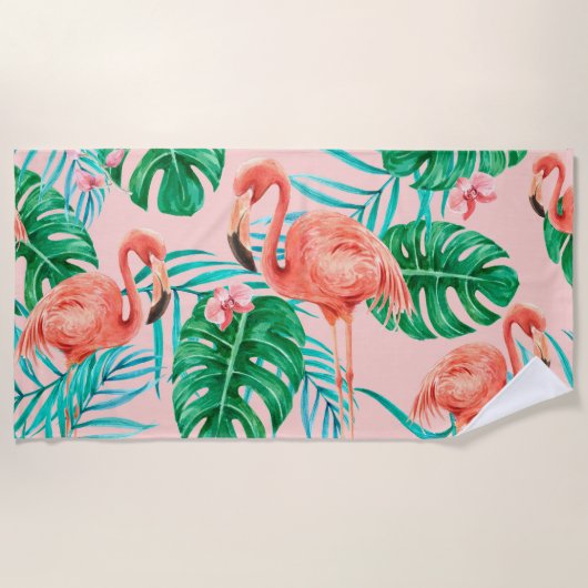 Serviette De Plage Flamant rose (Devant)