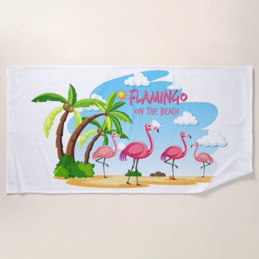 Serviette De Plage Flamant rose (Devant)