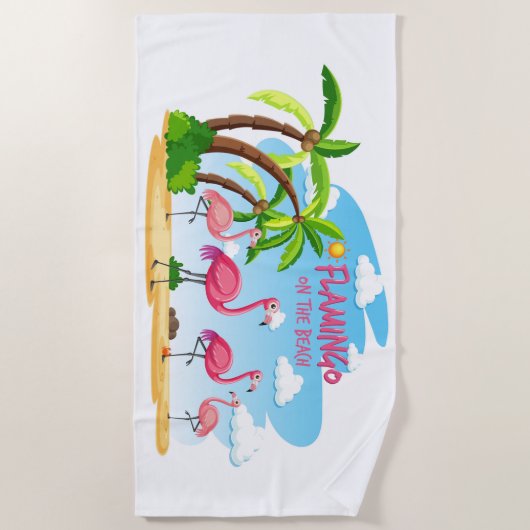 Serviette De Plage Flamant rose (Devant)