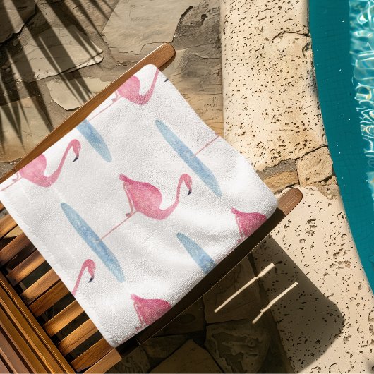 Serviette De Plage Flamant Rose Aquarelle