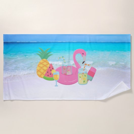 Serviette De Plage Flamant rose Beach Towel (Devant)