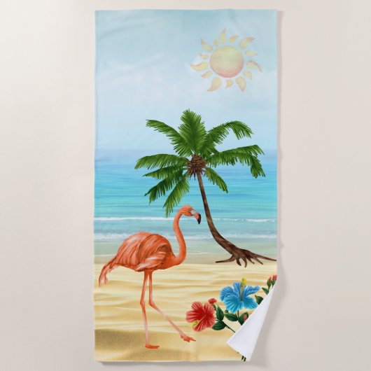 Serviette De Plage Flamant rose Beach Towel (Devant)