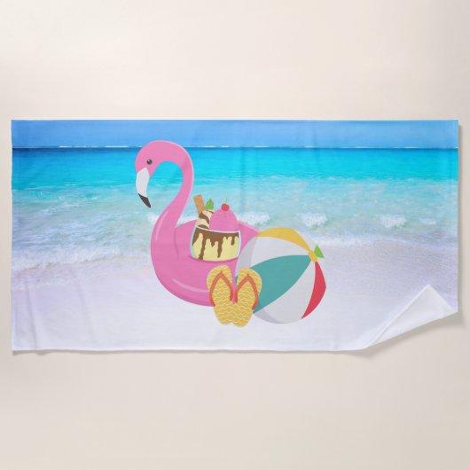 Serviette De Plage Flamant rose Beach Towel (Devant)