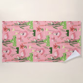 Serviette De Plage Flamant rose Collection été Un design 4 (Devant)