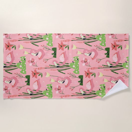 Serviette De Plage Flamant rose Collection été Un design 4 (Devant)