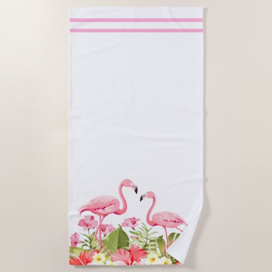 Serviette De Plage Flamant rose de plage (Devant)