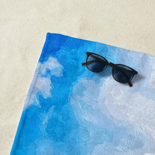 Serviette De Plage Flamant rose Élégant Sur Mesure Sur Plage Aquarell (En situation)