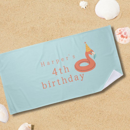 Serviette De Plage flamant rose flotteur pour enfants anniversaire fê