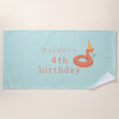 Serviette De Plage flamant rose gonflable pour enfants fête d'anniver (Devant)