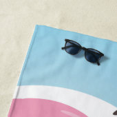 Serviette de plage Flamant rose personnalisée (En situation)