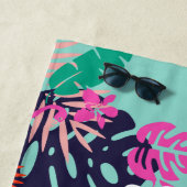 Serviette de plage Flamant rose personnalisée (En situation)