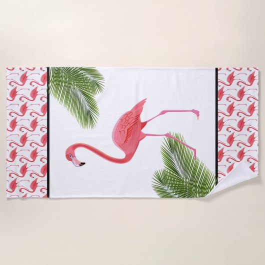 Serviette de plage Flamant rose rose (Devant)