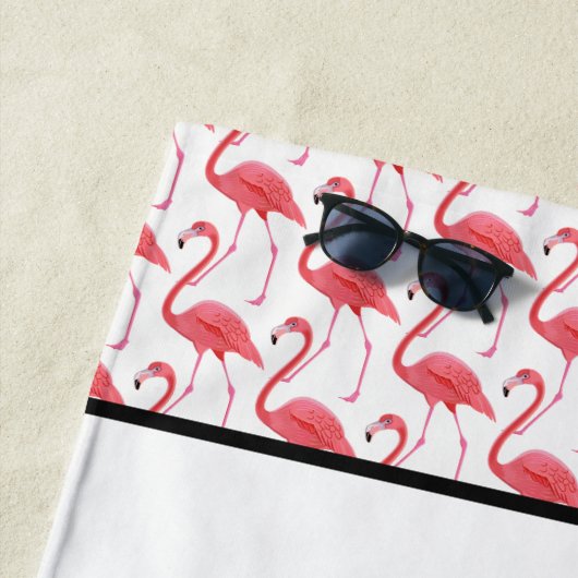 Serviette de plage Flamant rose rose (En situation)