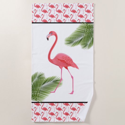 Serviette de plage Flamant rose rose (Devant)