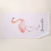 Serviette De Plage Flamant rose rose (Devant)