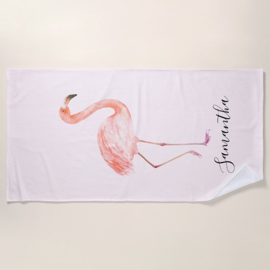 Serviette De Plage Flamant rose rose (Devant)