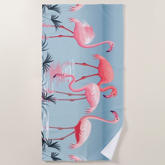 Serviette De Plage Flamant rose rose (Devant)
