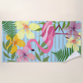 Serviette De Plage Flamant rose rose (Devant)