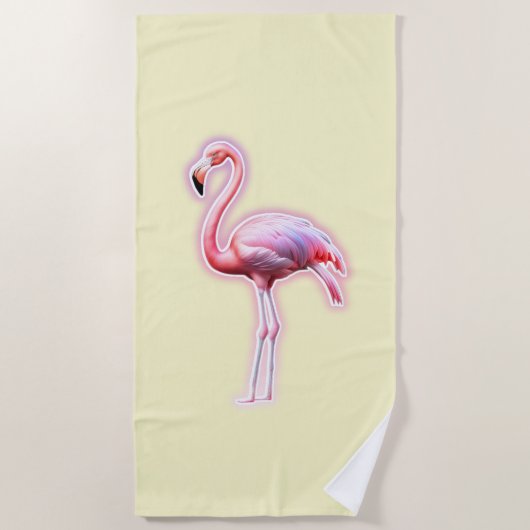 Serviette De Plage Flamant rose rose (Devant)