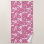 Serviette De Plage Flamant rose rose Aloha (Devant)